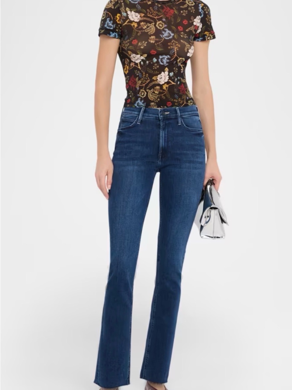 MOTHER The Mid Rise Dazzler Crop Fray Jeans Size 27